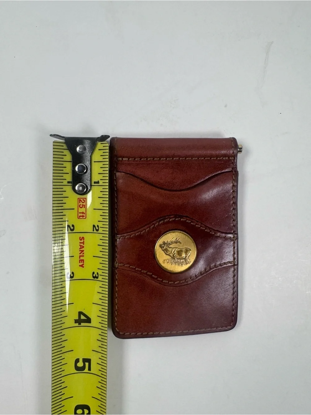 Palm West Italy Leather Money Clip Wallet Elk Medallion Made in Italy Quiet Lux